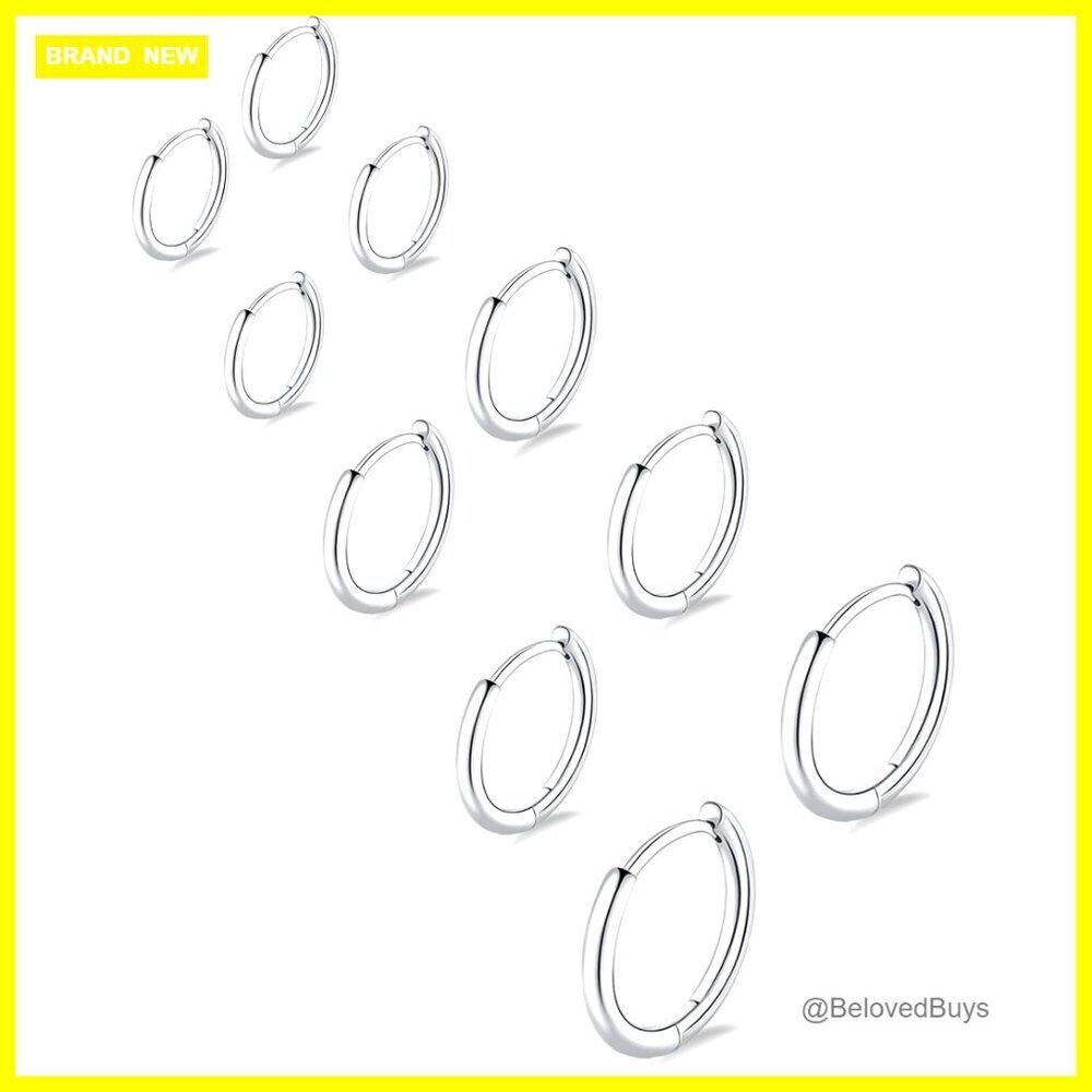 316L Surgical Stainless Steel Hoop Earrings Set Hypoallergenic Multiple Sizes